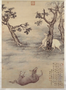 B2028027《双骏图 》清代画家高其佩高清作品