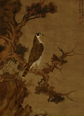 B4045005《柏鹰图》元代画家张舜咨 雪界翁高清作品