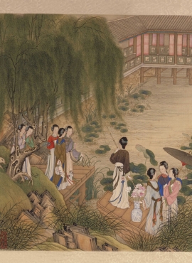 b2051018《月曼清游图册之碧池采莲》清代画家陈枚高清作品