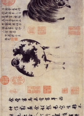 B4049026《二羊图》元代画家赵孟頫高清作品