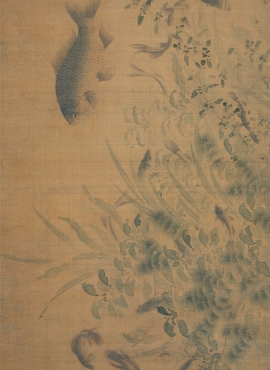 B5037002《落花游鱼图卷》宋代画家刘寀高清作品