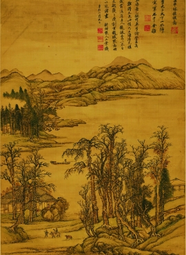 B2093018《仿古四季山水图 仿李营丘平林散牧》清代画家王翚高清作品