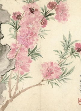 b2124001《花卉图(六幅)一桃花图》清代画家恽寿平高清作品