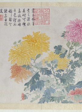 b2124102《山水花鸟图册之菊花》清代画家恽寿平高清作品