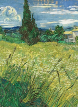 a001334《碧绿麦田与柏树》荷兰画家文森特·梵高高清作品