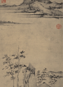 b4017022《紫芝山房图》元代画家倪瓒高清作品