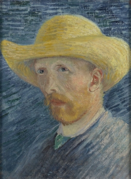 a001036《戴草帽的自画像》荷兰画家文森特·梵高高清作品