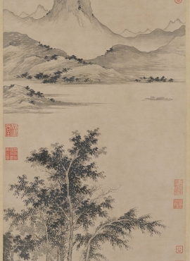 b4025003《野桥策蹇图》元代画家盛懋高清作品