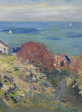 a002162《海边山坡上的房子》法国画家克劳德·莫奈高清作品