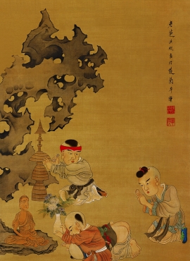 b3004079《戏婴图》明代画家陈洪绶高清作品