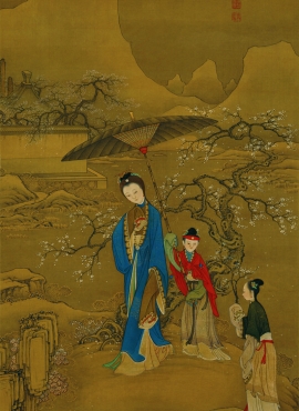 b2050024《梧桐双兔图》清代画家冷枚高清作品