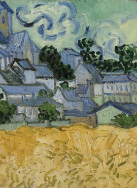 a001526《远望奥维尔教堂》荷兰画家文森特·梵高高清作品