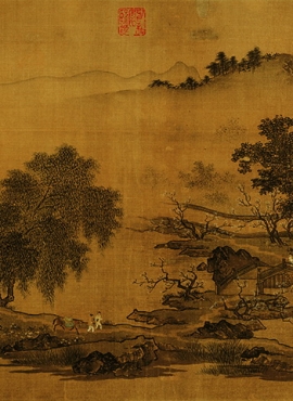 b5039030《秋窗读书图》宋代画家刘松年高清作品