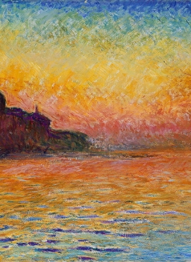 a002321《黄昏中的教堂》法国画家克劳德·莫奈高清作品